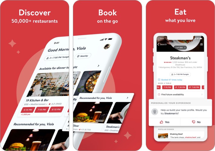 OpenTable dîner à l'extérieur fête des mères Application iOS