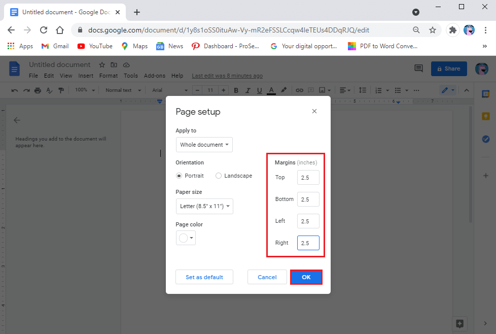 Cliquez sur OK pour appliquer les modifications