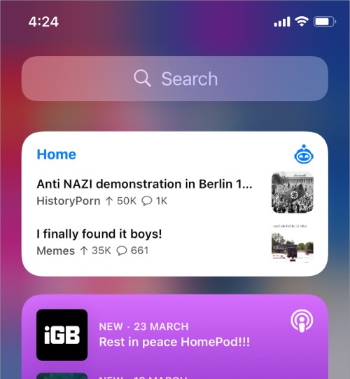 App widget Apollo pour Reddit iOS 14