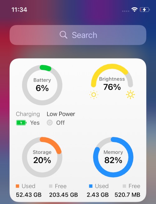 Widget de batterie et widgets de couleur pour iOS 14