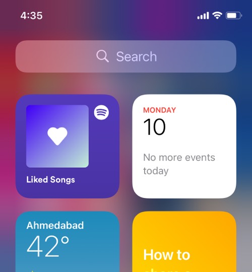 Widget d'écran d'accueil iPhone tiers Spotify