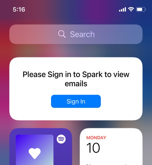 Spark mail tiers widget pour iOS 14