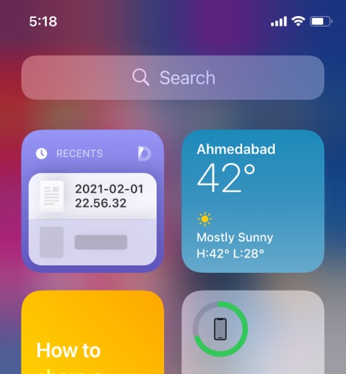 Documents Widget d'écran d'accueil iOS