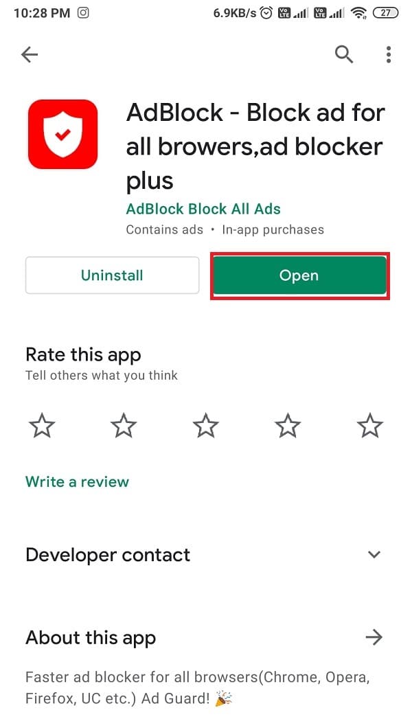 Rendez-vous sur le Google Play Store et installez Adblock sur votre appareil | Comment se débarrasser des publicités sur votre téléphone Android