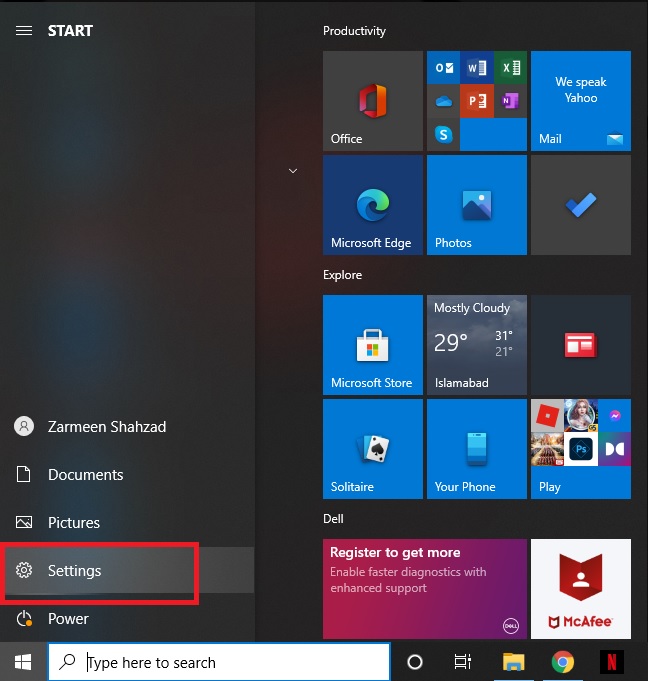 Start Menu-Settings