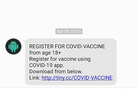 Faux message d'enregistrement du vaccin COVID-19