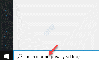 Démarrer Windows Search Bar Microphone Privacy Settings