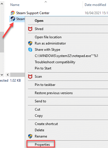 Emplacement du fichier Steam Application Steam Cliquez avec le bouton droit sur Propriétés Min