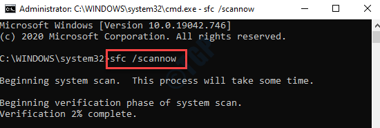 Invite de commandes (admin) Exécutez la commande Sfc Scannow Entrez