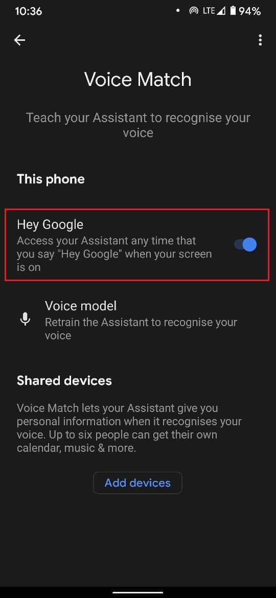 Désactiver Hey Google