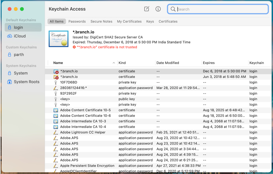 Ouvrez Keychain Access sur Mac