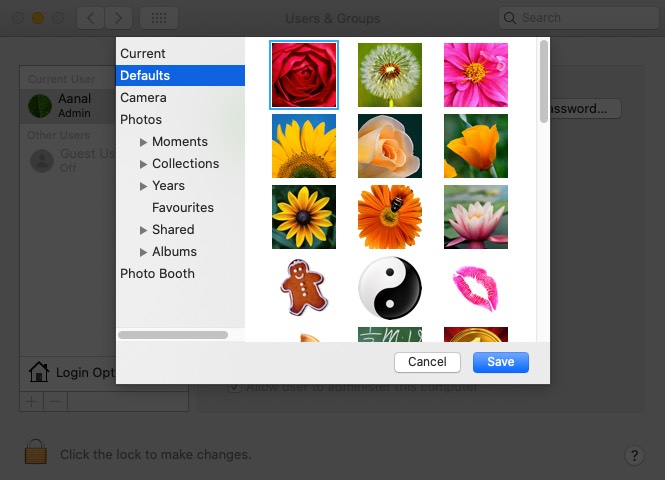 Modifier l'image du profil du compte d'utilisateur Mac
