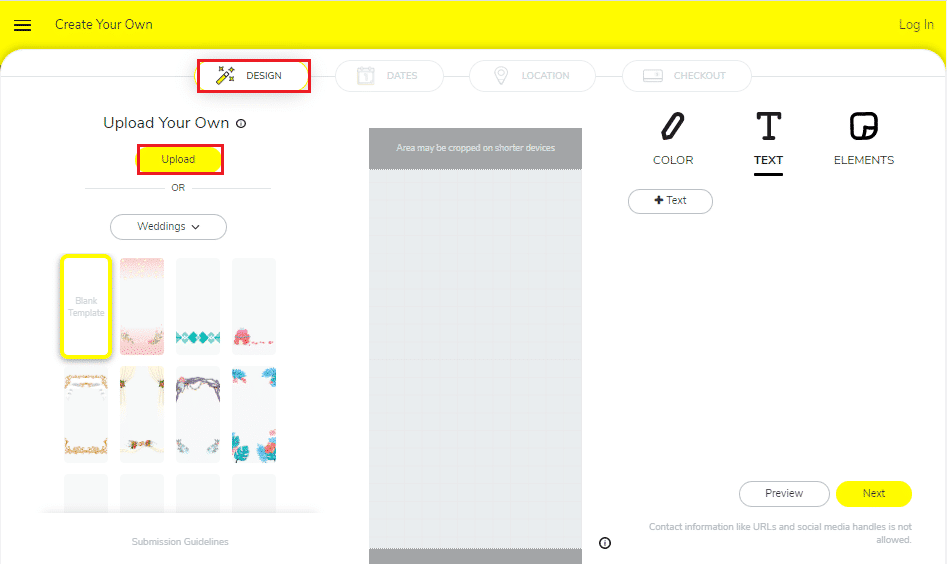 Maintenant, téléchargez votre filtre ou créez un filtre à l'aide des conceptions prédéfinies. | Comment créer une histoire géolocalisée sur Snapchat