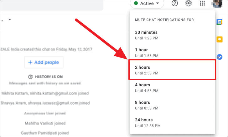 Désactivation de la notification pour le chat Google sur les appareils de bureau
