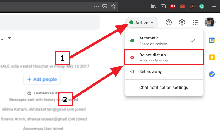 Accès au menu pour désactiver les notifications