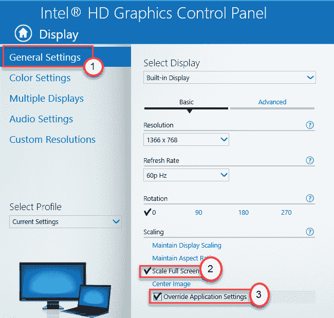 Intel Scale Full Screen Min