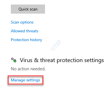 Protection contre les virus et les menaces Gérer les paramètres