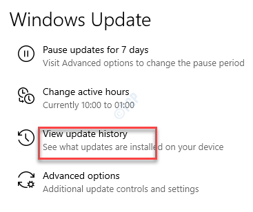 Paramètres Windows Update Afficher l'historique des mises à jour