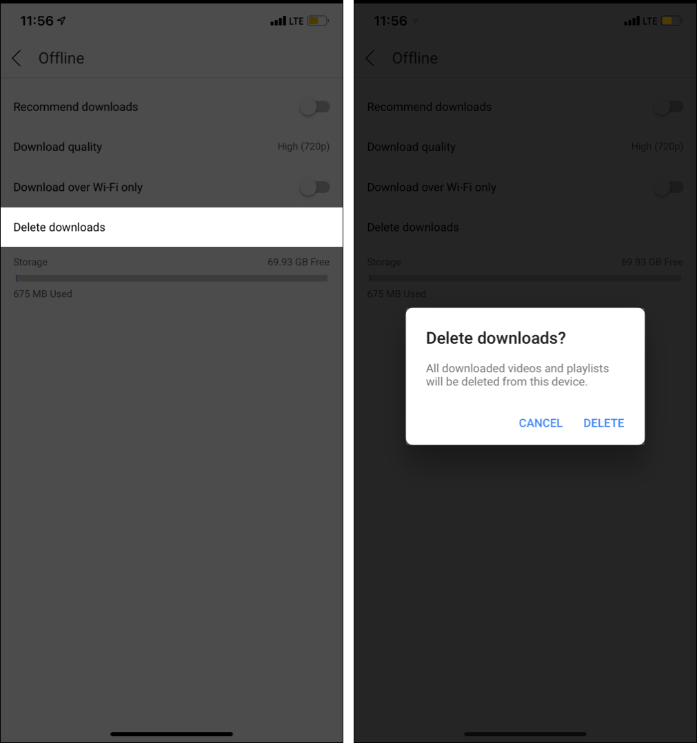 Appuyez sur Supprimer les téléchargements et confirmez
