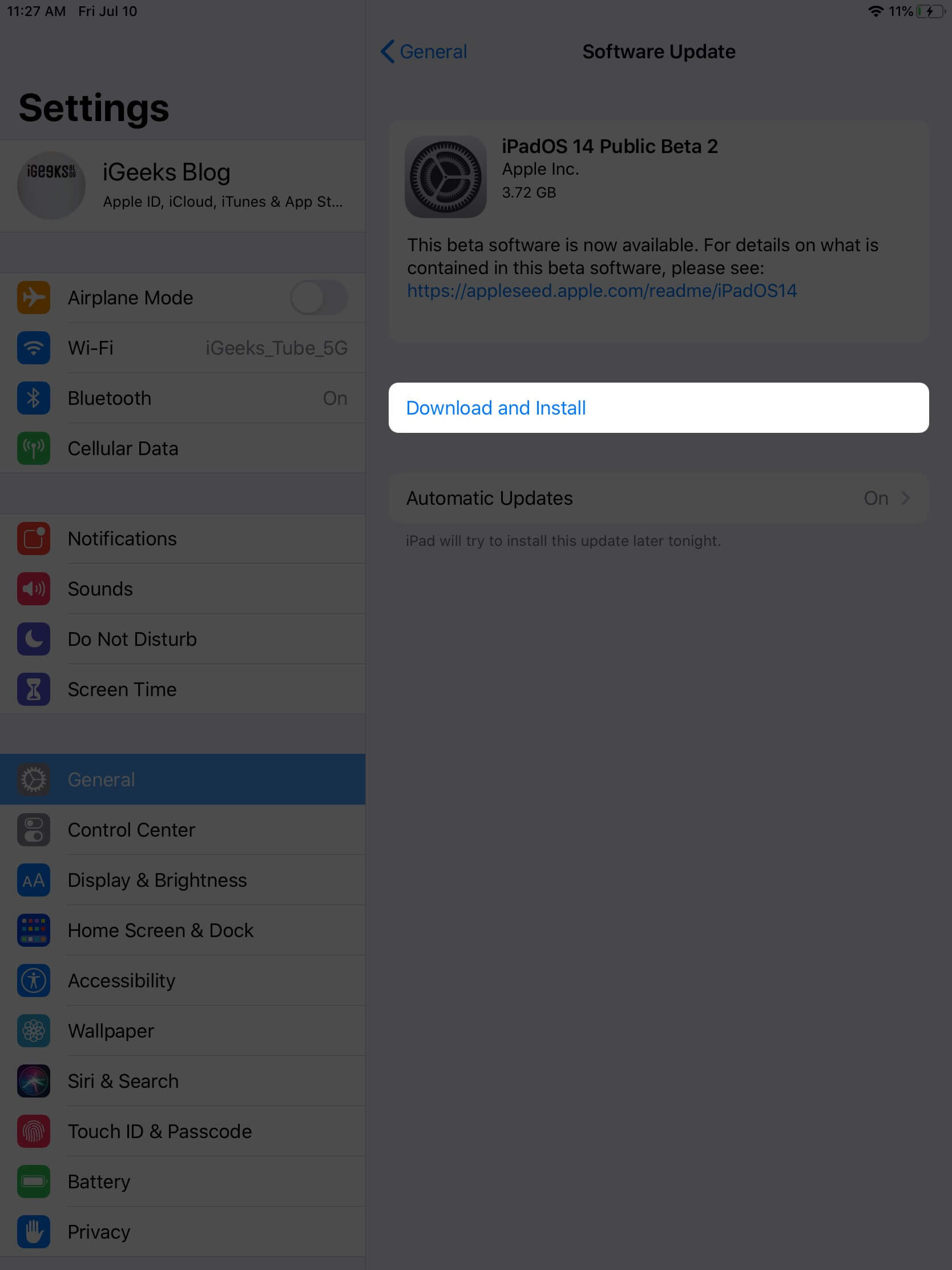 installer ipados 14 public beta sur ipad