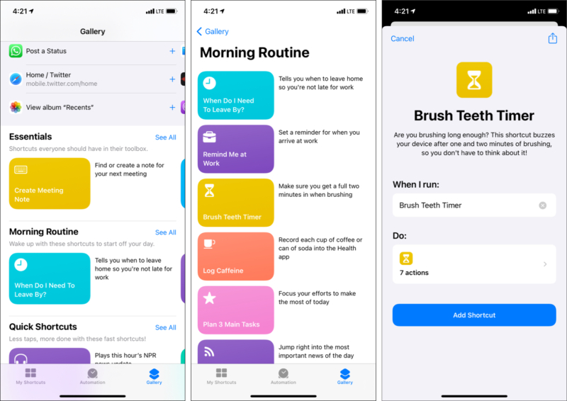 Obtenir des raccourcis sur iPhone et iPad à partir de la galerie de raccourcis