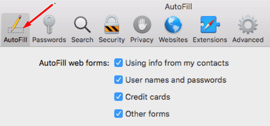 safari autofill settings