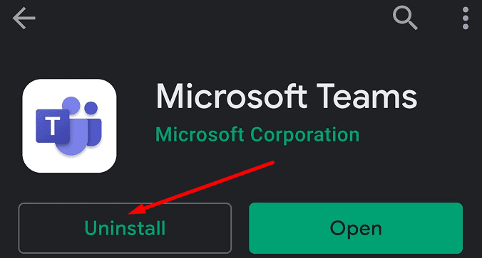 désinstaller l'application Microsoft teams