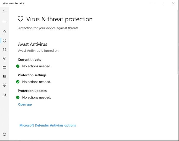 turn on avast antivirus windows 10