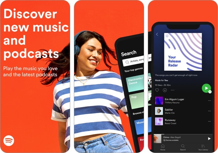 Capture d'écran de l'application Spotify pour iPhone