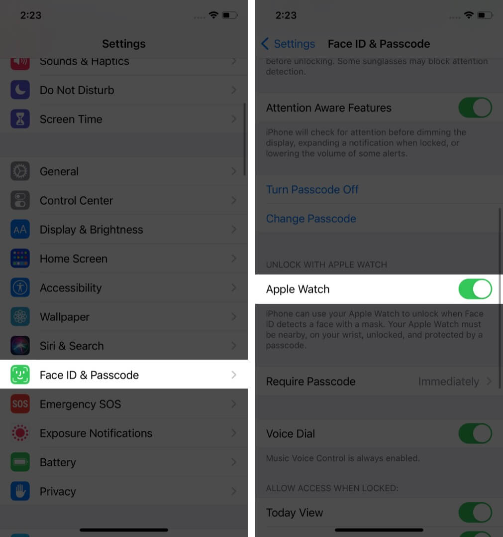 Activer le déverrouillage avec la fonction Apple Watch sur l'iPhone
