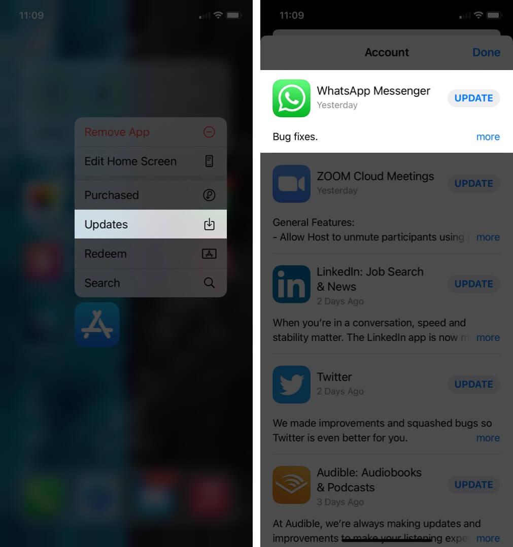 mettre à jour WhatsApp sur iphone
