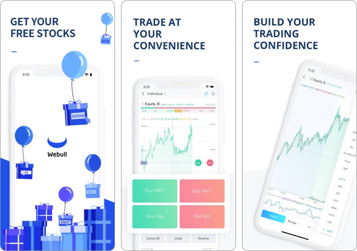 Webull meilleure application de négociation d'actions pour iPhone
