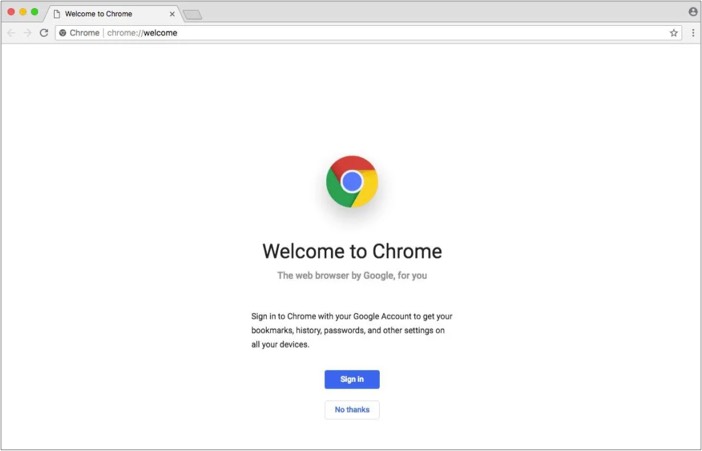 Capture d'écran de l'application google chrome mac