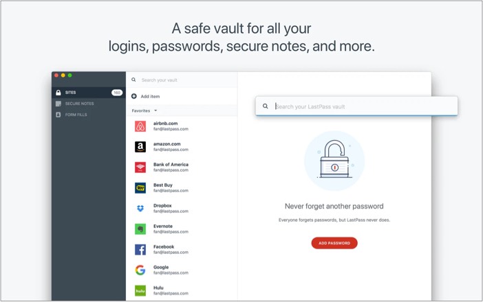 Capture d'écran lastpass mac app