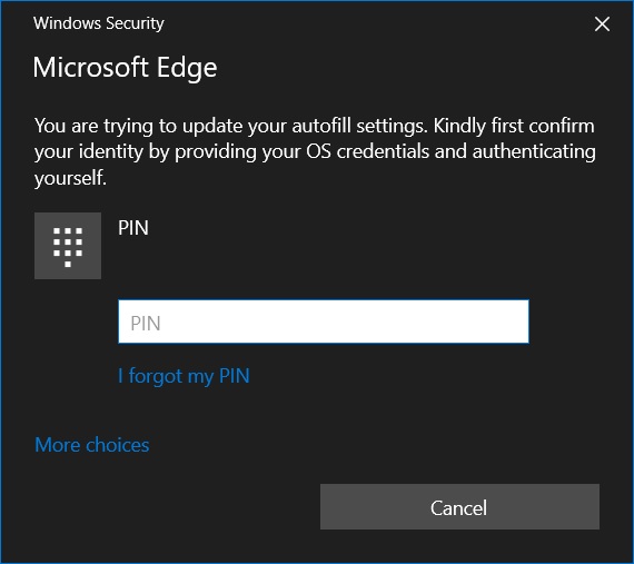 Edge Windows Hello