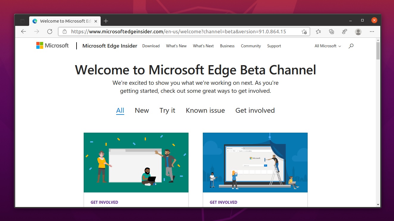 Microsoft Edge Bêta Linux