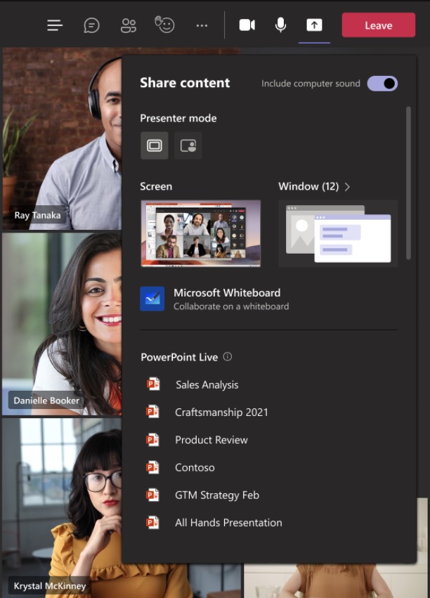 PowerPoint Live dans les équipes