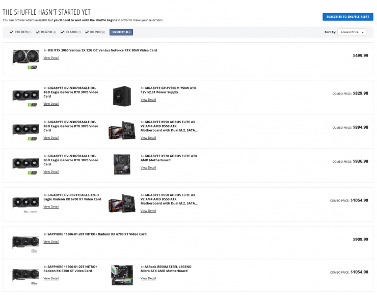 Sélection de cartes graphiques NVIDIA et AMD disponibles dans le newegg shuffle d'aujourd'hui> </li>
<li data-thumb=