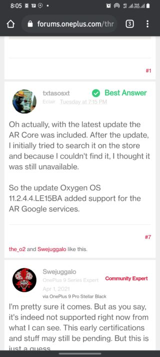 oneplus 9 arcore