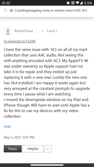 Rétrogradation-vers-tvOS-14.4-résout-le-problème