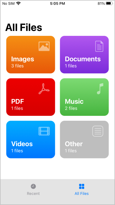 Files by WALTR app running on iPhone