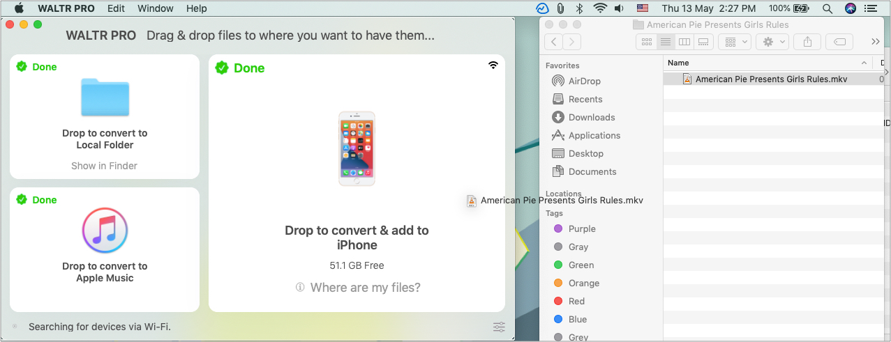 Faites glisser le fichier vers l'application Mac WALTR PRO
