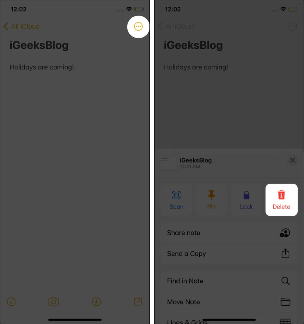 Supprimer les notes sur l'iPhone