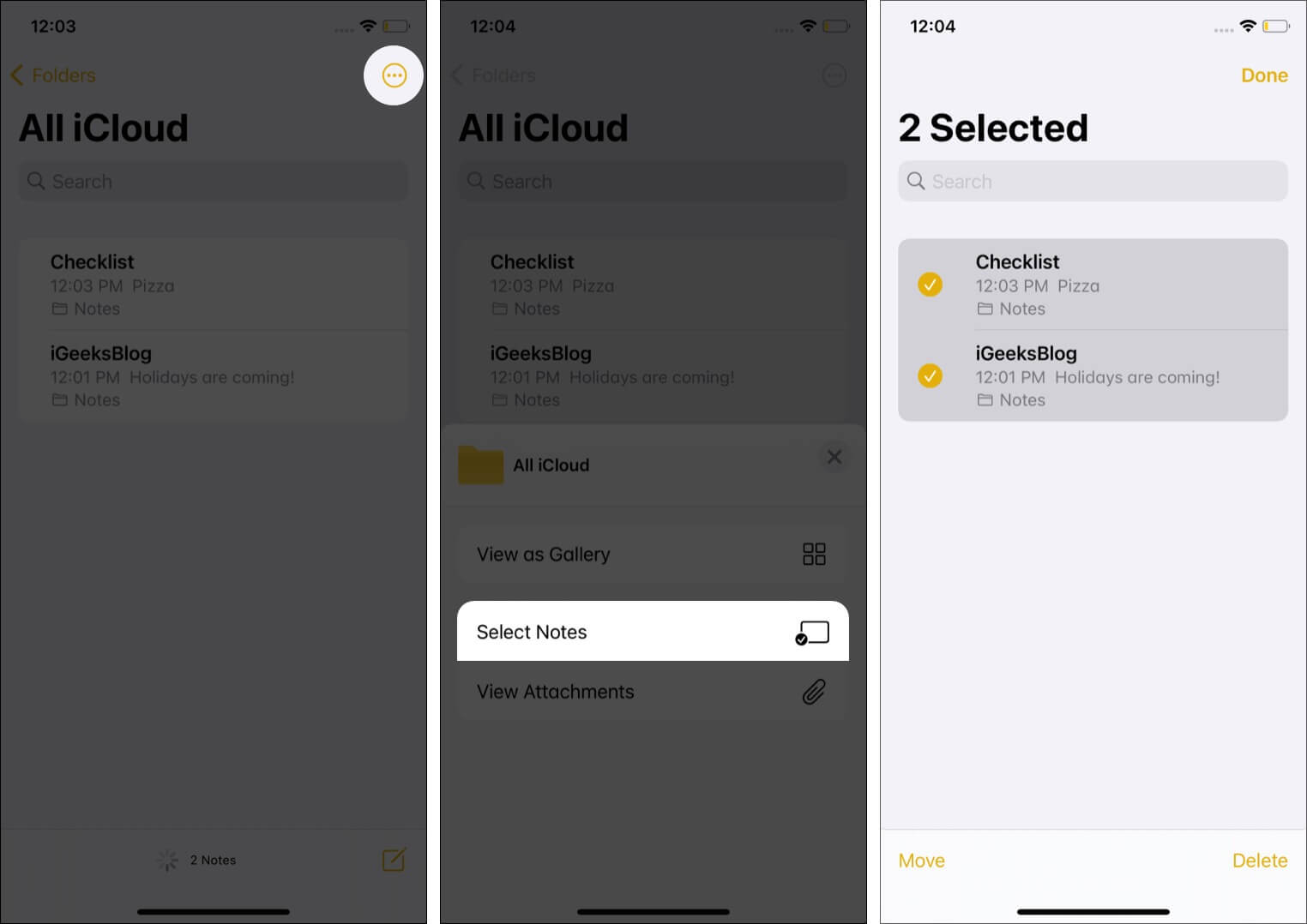 Supprimer plusieurs notes sur iPhone
