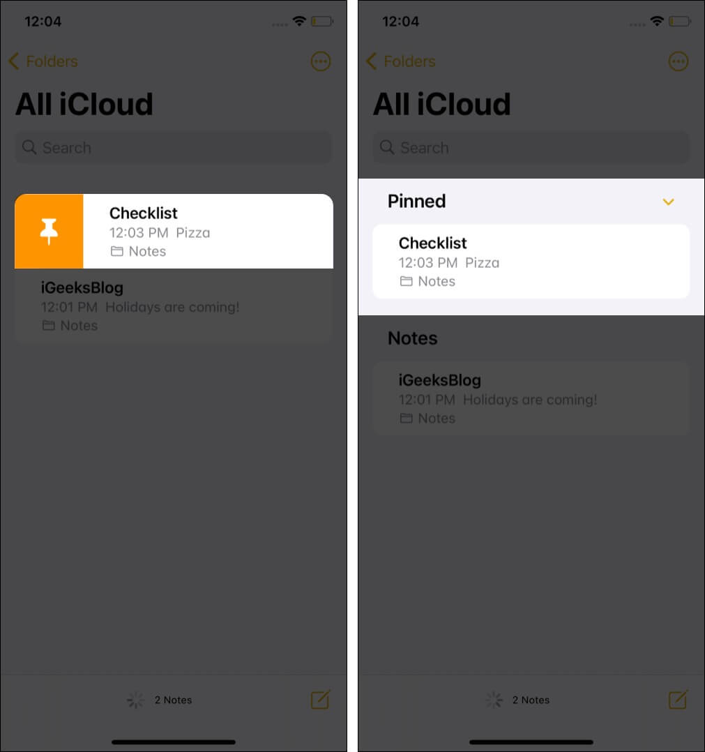 Épingler les notes importantes en haut de l'iPhone