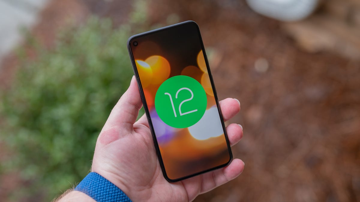 Logo Android 12 sur un Google Pixel 5