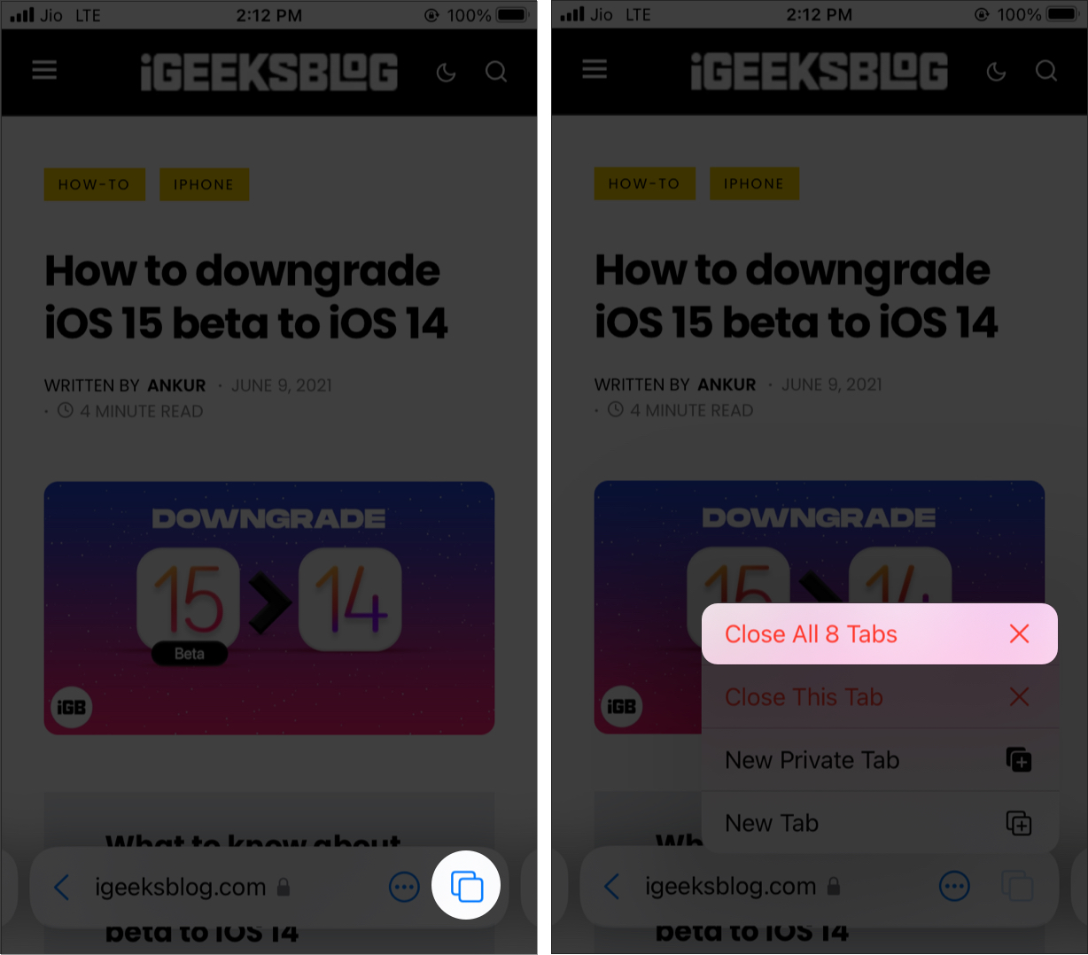 Le moyen le plus simple de fermer tous les onglets Safari