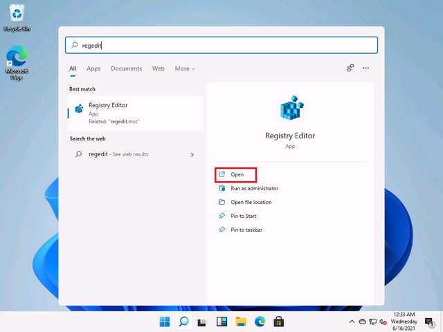 éditeur de registre Windows 11