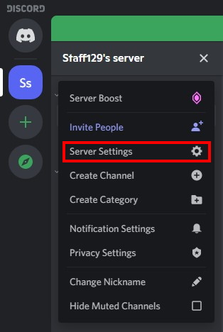 Paramètres du serveur Discord