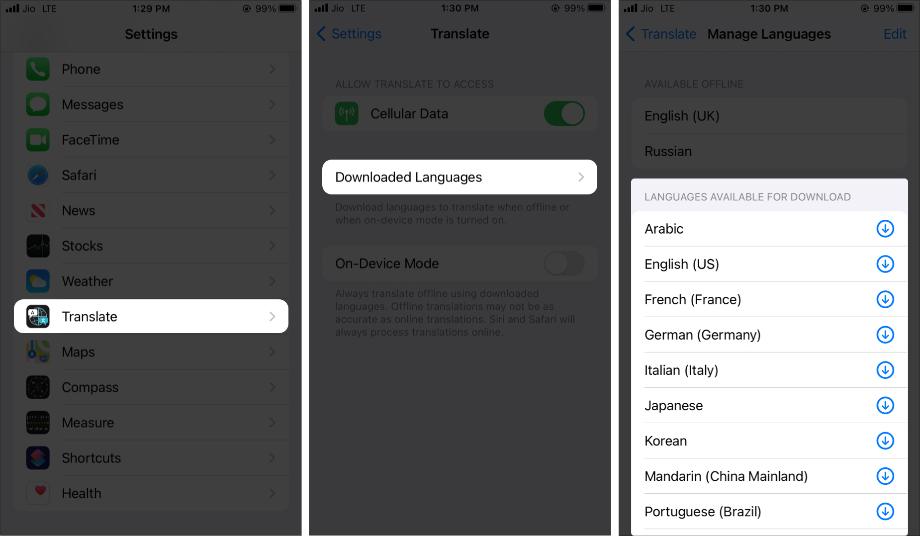 Comment utiliser l'application Traduire hors ligne sur iPhone